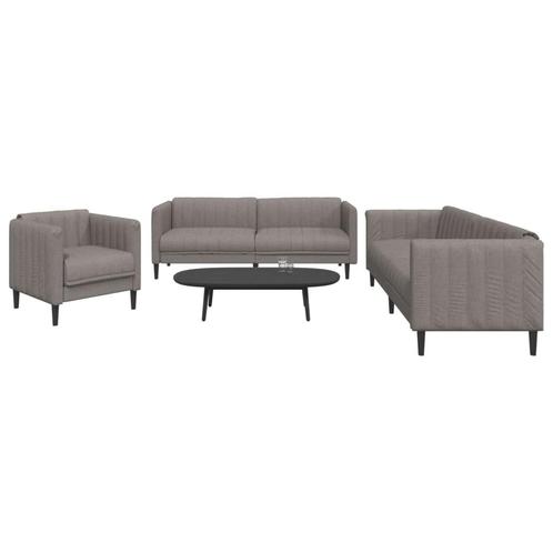 vidaXL 3-delige Loungeset stof taupe, Huis en Inrichting, Banken | Bankstellen, Nieuw, Stof, Vierpersoons of meer, Verzenden