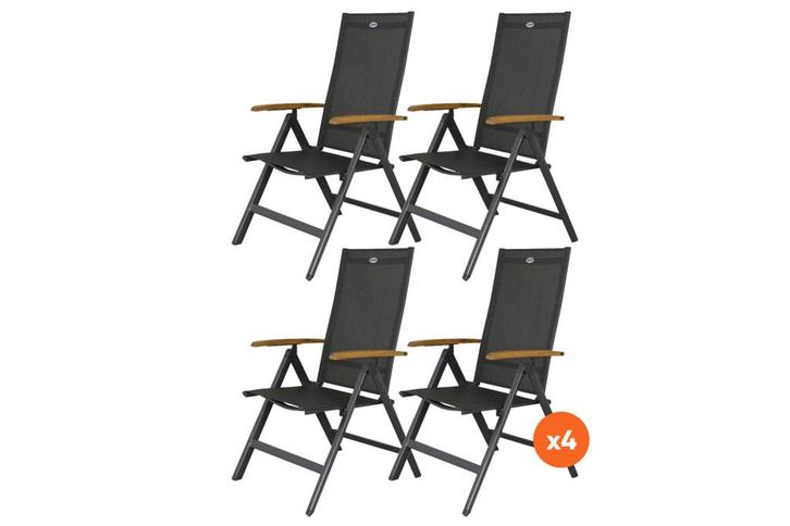 Set van 4 - Hartman Napoli verstelbare stoel - Teak, Tuin en Terras, Tuinsets en Loungesets, Nieuw, Overige materialen, Verzenden