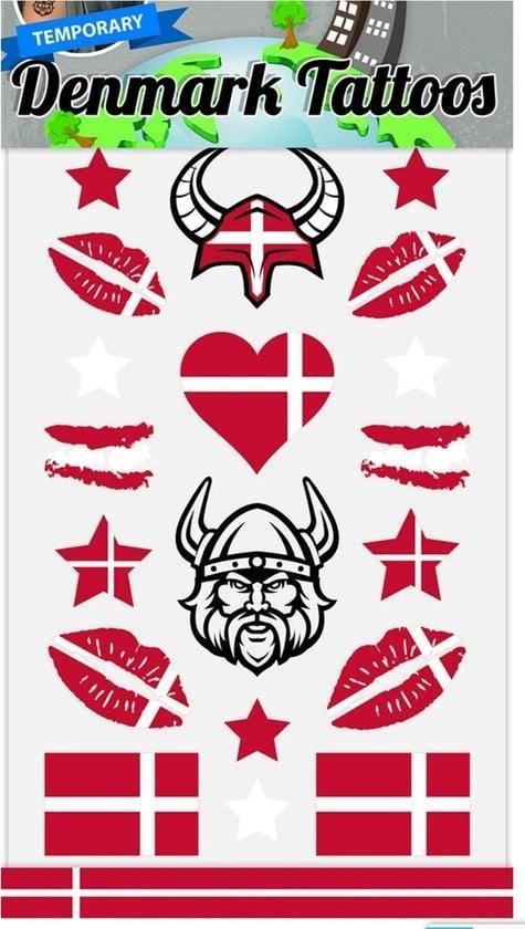 Plaktattoos Denemarken (18st), Kleding | Dames, Carnavalskleding en Feestkleding, Nieuw, Ophalen of Verzenden