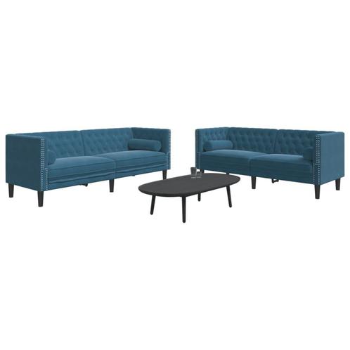 vidaXL 2-delige Loungeset Chesterfield met bolsters fluweel, Huis en Inrichting, Banken | Bankstellen, Nieuw, Stof, Vierpersoons of meer