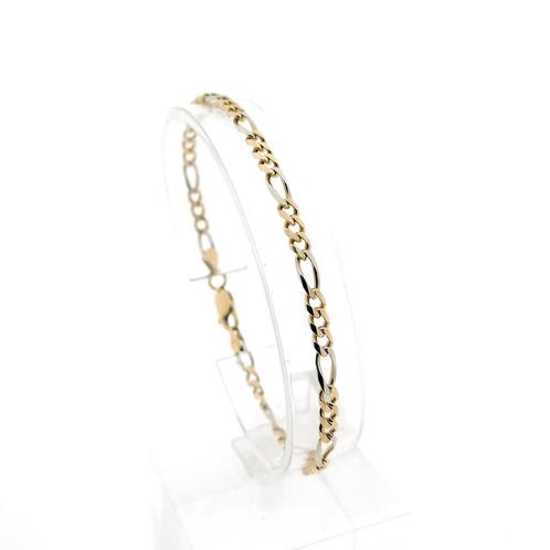 Bicolor gouden Figaro armband | 19 cm (schakel) (schakel), Sieraden, Tassen en Uiterlijk, Armbanden, Overige kleuren, Gebruikt