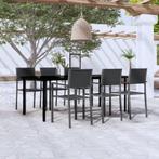 vidaXL 7-delige Tuinset zwart, Verzenden, Nieuw, Tuinset, 6 zitplaatsen