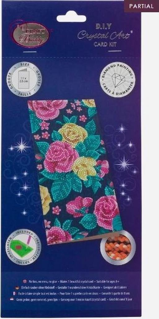Craft Buddy Diamond Painting Crystal Art Kaart Rozen 11x22cm, Hobby en Vrije tijd, Knutselen, Ophalen of Verzenden