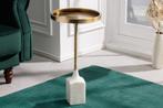 Design bijzettafel TRAYFUL 60cm antiek goud wit marmeren, Huis en Inrichting, Tafels | Sidetables, Ophalen of Verzenden, Nieuw
