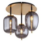 Plafondlamp BLACKY I ø46CM  E14  Messing 3-Lichts Smoked, Ophalen of Verzenden, Nieuw, Metaal