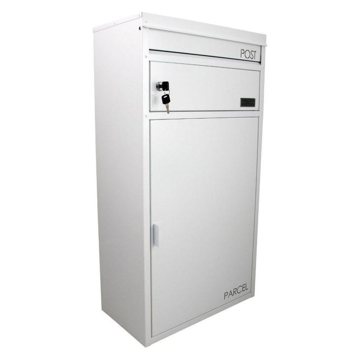 SafePost 65 brievenbus met pakketvak staal  - wit, Tuin en Terras, Brievenbussen, Nieuw, Verzenden