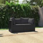 vidaXL 2-delige Loungeset met kussens poly rattan zwart, Verzenden, Nieuw, Rotan, Loungeset