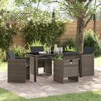 vidaXL 5-delige tuinset met kussens in grijs poly rattan, Tuin en Terras, Verzenden, Nieuw, Rotan, Tuinset