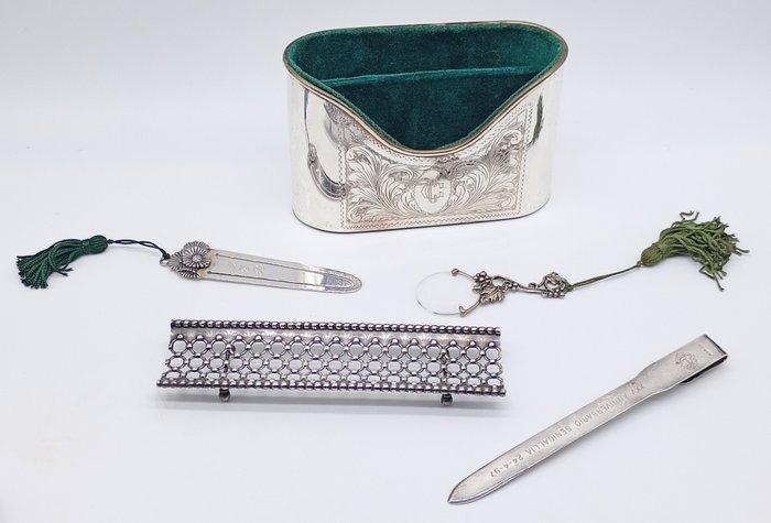Bureauset (5) - .800 zilver, .925 zilver, Antiek en Kunst, Antiek | Goud en Zilver