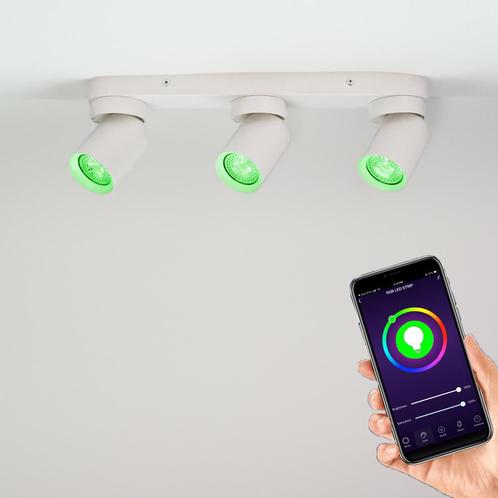 Smart-Tuya Opbouw plafond spot 3-voudig Wit Incl. Wi-Fi, Huis en Inrichting, Lampen | Spots, Metaal of Aluminium, Ophalen of Verzenden