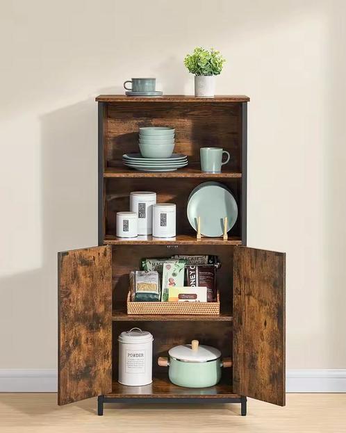 Highboard Kast Industriële Stijl Vintage Bruin-Zwart Staal, Huis en Inrichting, Kasten | Overige, Nieuw, Verzenden