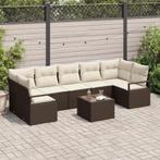 vidaXL 8-delige tuinsofa set met kussens Bruin van poly, Tuin en Terras, Verzenden, Nieuw, Rotan