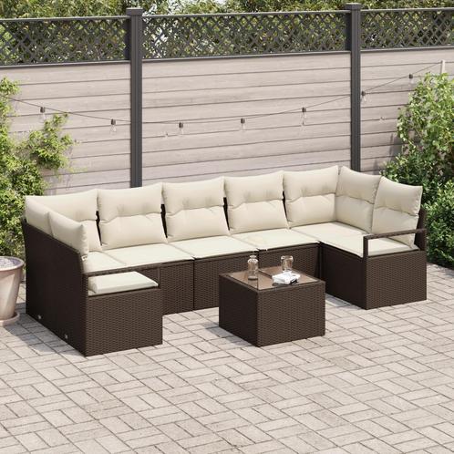 vidaXL 8-delige tuinsofa set met kussens Bruin van poly, Tuin en Terras, Tuinsets en Loungesets, Nieuw, Rotan, Verzenden