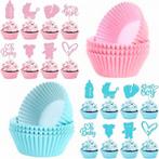 Cupcake prikkers en bakjes Baby roze en blauw, Hobby en Vrije tijd, Taarten en Cupcakes maken, Nieuw, Versiering, Taarten of Cupcakes