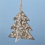Decoratie van acryl, afm 7,5x7,5 cm, 3D kerstboom, 3 stuks, Verzenden