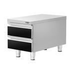 GGM Gastro | Ladekast - Zwart-Titanium - 400x660mm - 2 laden, Verzenden, Nieuw in verpakking, RVS Meubilair