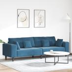 vidaXL Velours Bank met kussen met kussen Blauw 208 cm, Huis en Inrichting, Verzenden, Nieuw, Stof, Minder dan 150 cm