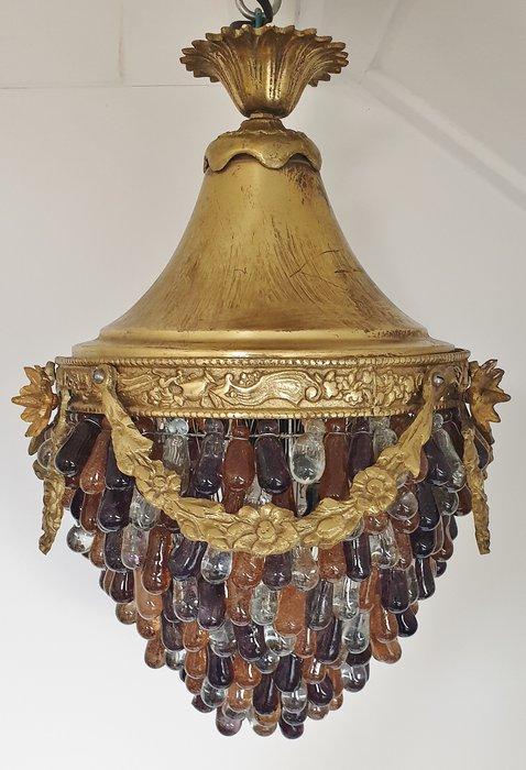 Kroonluchter - Druivenlamp - Glas, Messing, Antiek en Kunst, Curiosa en Brocante