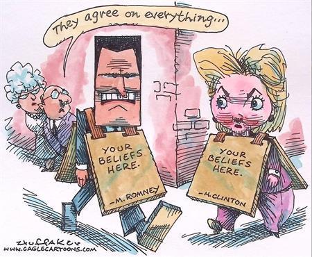 Pentekening Amerika - Romney en Hillary zijn het eens, Antiek en Kunst, Kunst | Tekeningen en Foto's, Verzenden