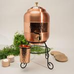Puur koperen watertank ± 5 liter met standaard en 1 beker, Nieuw