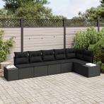 vidaXL Tuin Sofa Set met kussen 6 pcs Zwart poly rattan, Verzenden, Nieuw, Rotan