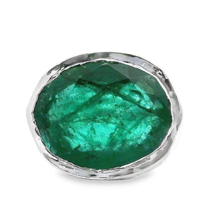 Ring - 18 karaat Witgoud - 9.25ct. tw. Smaragd - Zambia, Sieraden, Tassen en Uiterlijk, Ringen