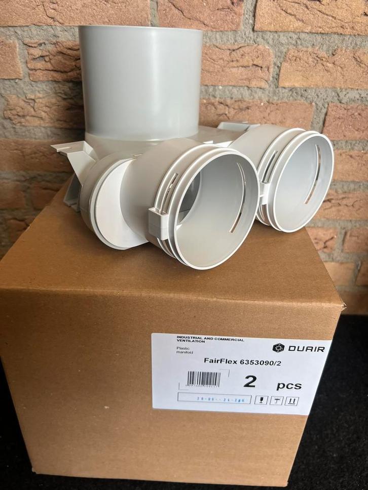 90mm Collector 2-voudig ( Ubbink Heatpex Hybalans Zehnder ), Doe-het-zelf en Verbouw, Ventilatie en Afzuiging, Ventilator en Afzuiger
