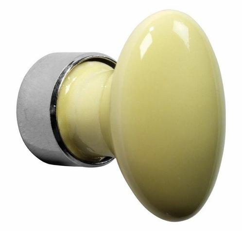 Meubelknop ovaal porselein 33mm glans nikkel/citroen, Doe-het-zelf en Verbouw, Hang- en Sluitwerk, Nieuw, Ophalen of Verzenden