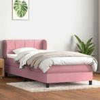 vidaXL Boxspring met matras fluweel roze 100x220 cm, Huis en Inrichting, Slaapkamer | Bedden, Verzenden, Nieuw, Eenpersoons, Stof