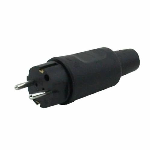 Kopp stekker zwart rubber 230V, Doe-het-zelf en Verbouw, Elektra en Kabels, Ophalen of Verzenden