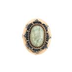 Gouden ring met groene Beryl | Vintage/antiek (geelgoud), Gebruikt, Overige kleuren, Ophalen of Verzenden, 17 tot 18