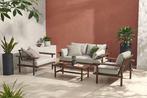 Stoel-Bank Loungeset Laruna Acaciahout Vintage Bruin /  Wit, Verzenden, Nieuw