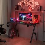 Gaming bureau - Gaming desk - Gaming tafel - 120x60 cm - Zwa, Verzenden, Zo goed als nieuw