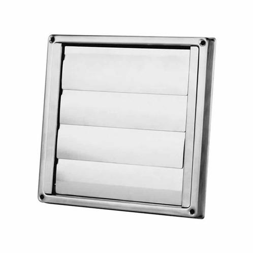 DEC RVS gevelrooster met lamellen 150 x 150mm Ø 100 mm –, Doe-het-zelf en Verbouw, Ventilatie en Afzuiging, Ophalen of Verzenden