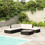 vidaXL 6-delige Loungeset met kussens poly rattan zwart, 6 zitplaatsen, Nieuw, Loungeset, Verzenden