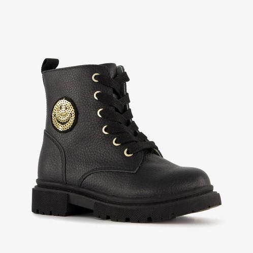 TwoDay leren meisjes veterboots zwart met smiley maat 27, Kleding | Dames, Schoenen, Nieuw, Verzenden