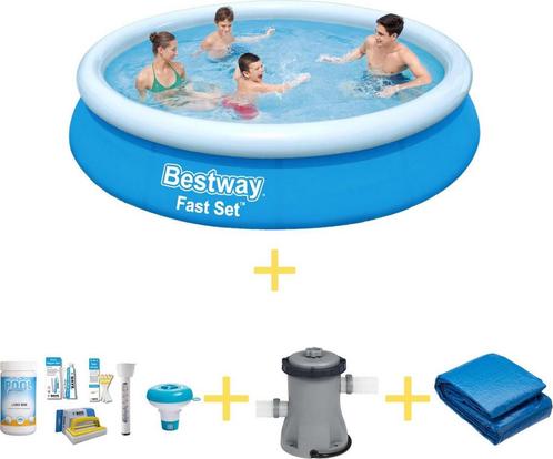 Bestway Zwembad  Fast Set  366 x 76 cm  Inclusief WAYS, Tuin en Terras, Zwembaden, 200 tot 400 cm, Rond, Nieuw, Opblaaszwembad