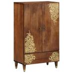 vidaXL Highboard met plank Bruin 60 x 33,5 x 100 cm Massief, Huis en Inrichting, Woonaccessoires | Cd- en Dvd-rekken, Verzenden