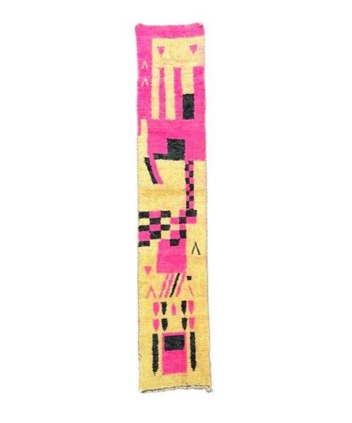 Handgemaakte Berber loperrug - Boujad - 70 x 390 cm - Roze,, Huis en Inrichting, Stoffering | Tapijten en Kleden