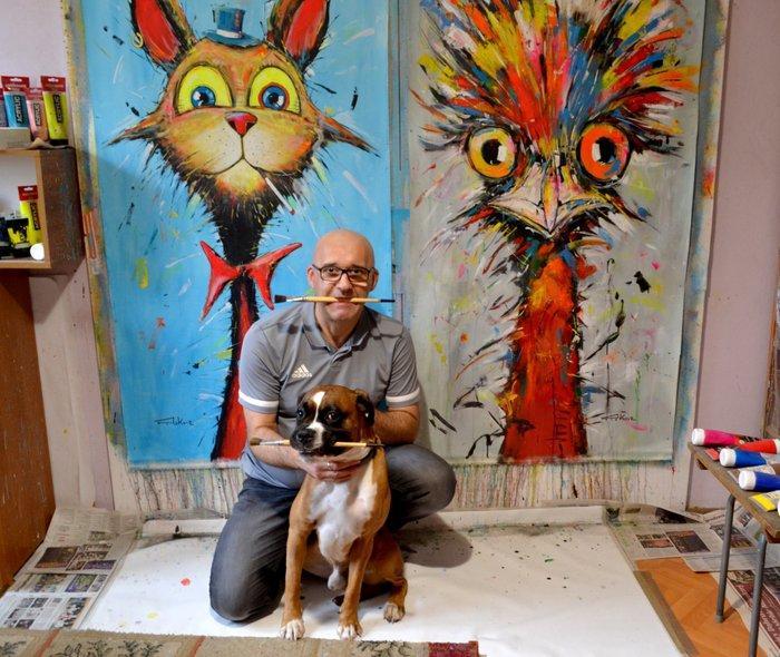 Piotr Piskorz - Tomcat from high society XXL, Antiek en Kunst, Kunst | Schilderijen | Modern