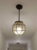 Plafondlamp - geslepen gematteerd glas, koper - Hallamp