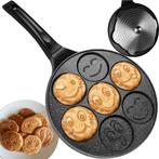 Koekenpan voor het bakken van 7 emoji pancakes 26 cm zwart, Ophalen of Verzenden, Nieuw
