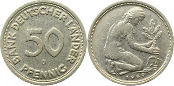 Duitsland 50 Pfennig 1949 D Unikat magnetisch Bank duitse..., Postzegels en Munten, Munten | Europa | Niet-Euromunten, Verzenden