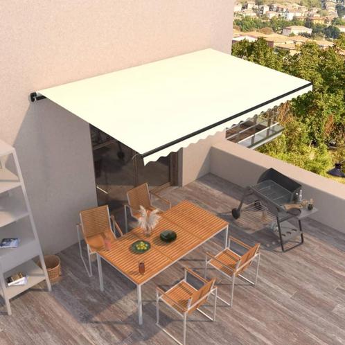 vidaXL Luifel handmatig uittrekbaar 500x350 cm crèmekleurig, Tuin en Terras, Zonneschermen, Nieuw, Verzenden