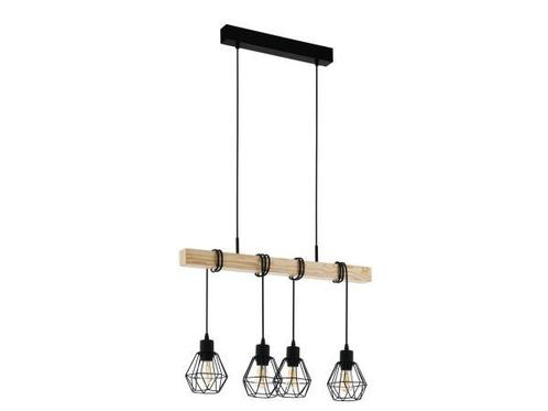Veiling - EGLO Townshend 5 hanglamp zwart/hout 700×200×110, Huis en Inrichting, Lampen | Hanglampen