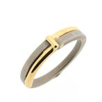 Bicolor gouden ring met titanium (stoere ring), Sieraden, Tassen en Uiterlijk, Goud, Gebruikt, 17 tot 18, Ophalen of Verzenden