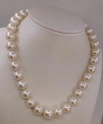 Halsketting Grote maat - 12x15mm ronde witte Edison parels, Nieuw