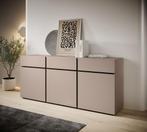 Meubella Dressoir Cainan beige zwart 180 cm, Nieuw, 150 tot 200 cm, 25 tot 50 cm, Modern