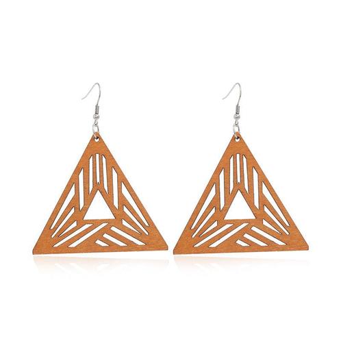 Houten Oorbellen | Triangle, Sieraden, Tassen en Uiterlijk, Oorbellen, Nieuw, Ophalen of Verzenden