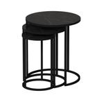 [en.casa] Bijzettafel set van 3 Frederiksværk marmer zwart, Verzenden, Nieuw